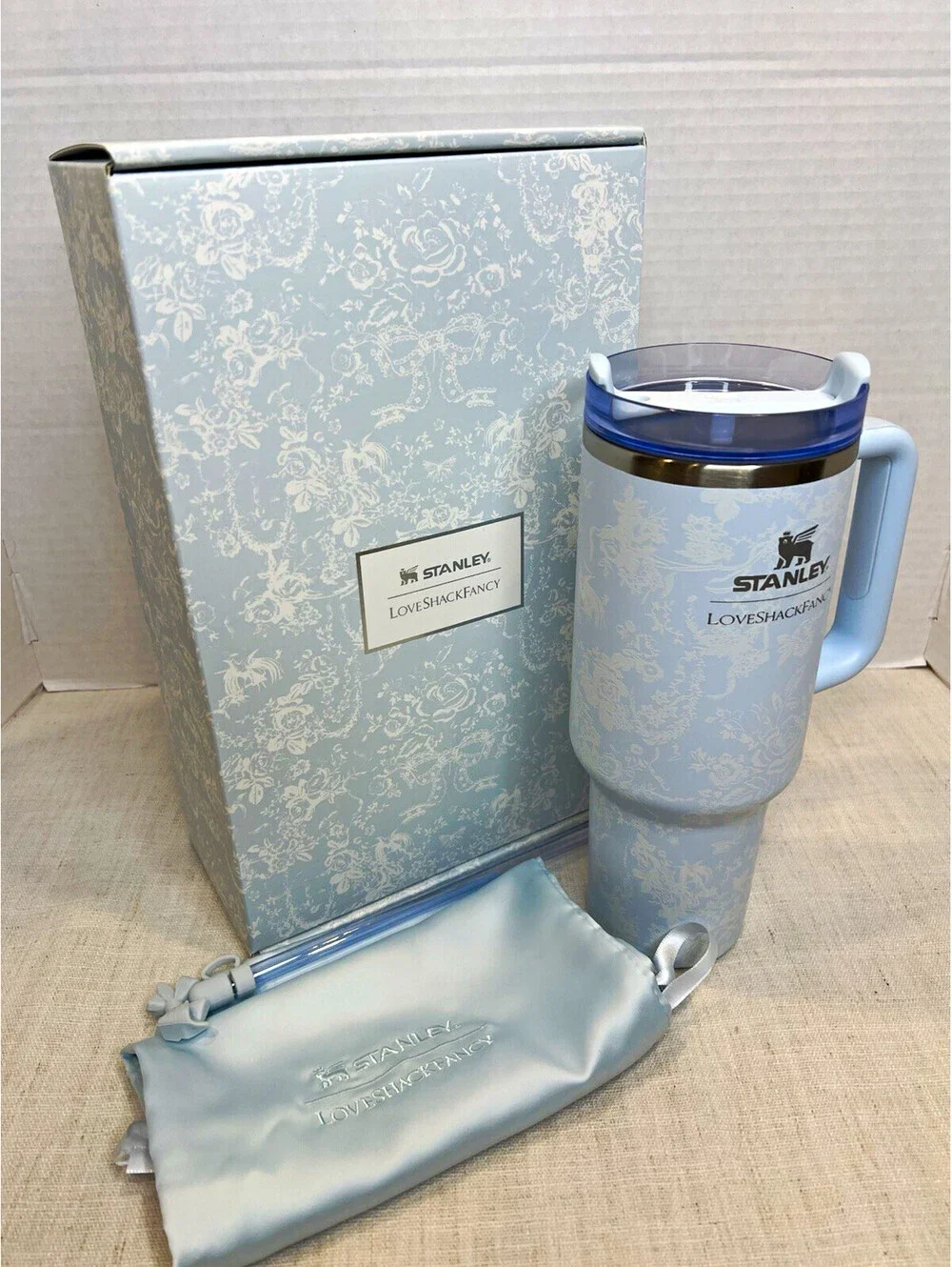 Stanley x LoveShackFancy 40oz Tumbler w/ Handle Toscana Toile Alpine Blue